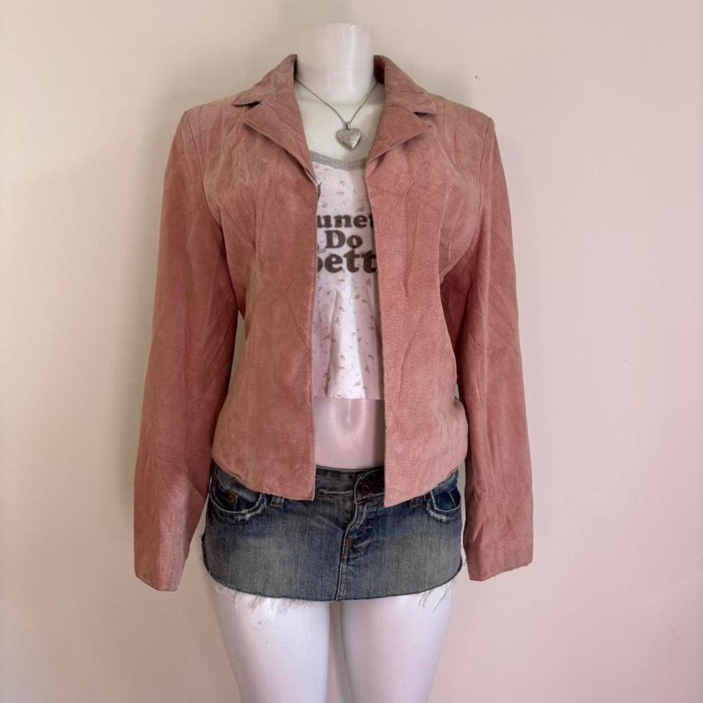 vintage wilsons leather suede jacket dusty pink fitted blazer size S - Picture 5 of 7
